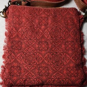 Myra B Women's Fabric Off Red Geometric Crossbody Bag Preowned